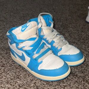Air Jordan Nike Kids Sky Blue and White High-Top Sneakers
